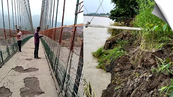 Furious form of Ganga in Rishikesh, threat looms over Ramjhula bridge, closed due to erosion